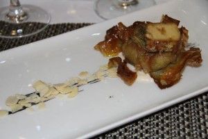 "Flor de Calabaza con Foie a la Parrilla y Almendra Blanca". Blog Esteban Capdevila