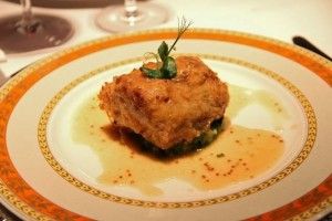 Manita de cerdo rellena de setas y cordero a la mostaza antigua de Zalacaín. Blog Esteban Capdevila